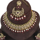 Magenta - Large Size Antique Gold Finish Necklace Set with Earrings - RAK501  KC 0424