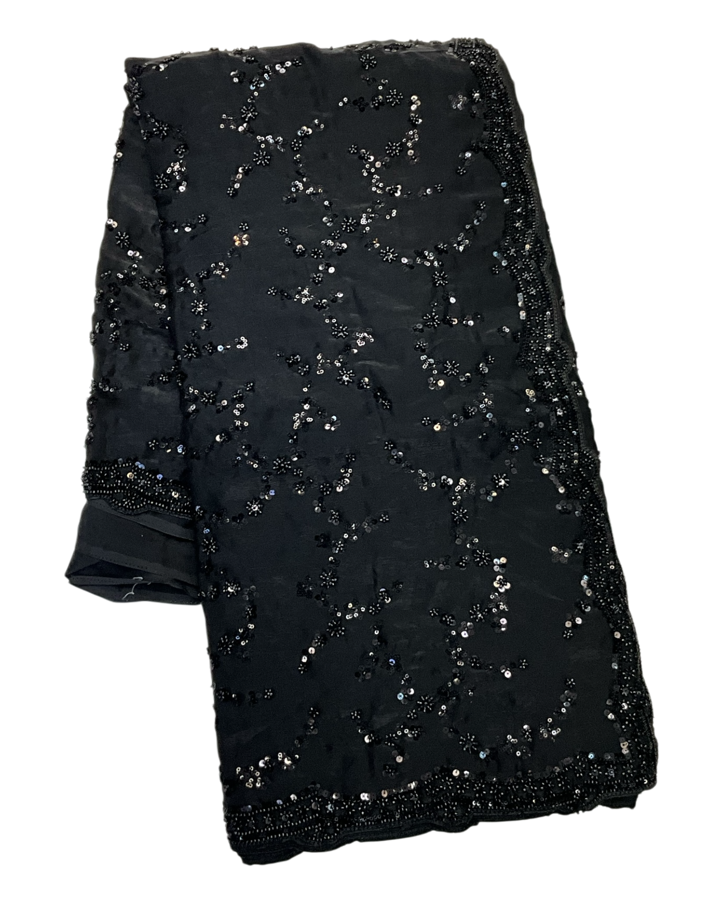 Black - Rich Saree with Allover Sequins Work and Blouse Piece - UK stock - 24hr Dispatch - RS2503 JV