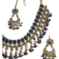 Blue - Medium - Antique Gold Finish Necklace Set with Earrings - RAK185 Cp 0724