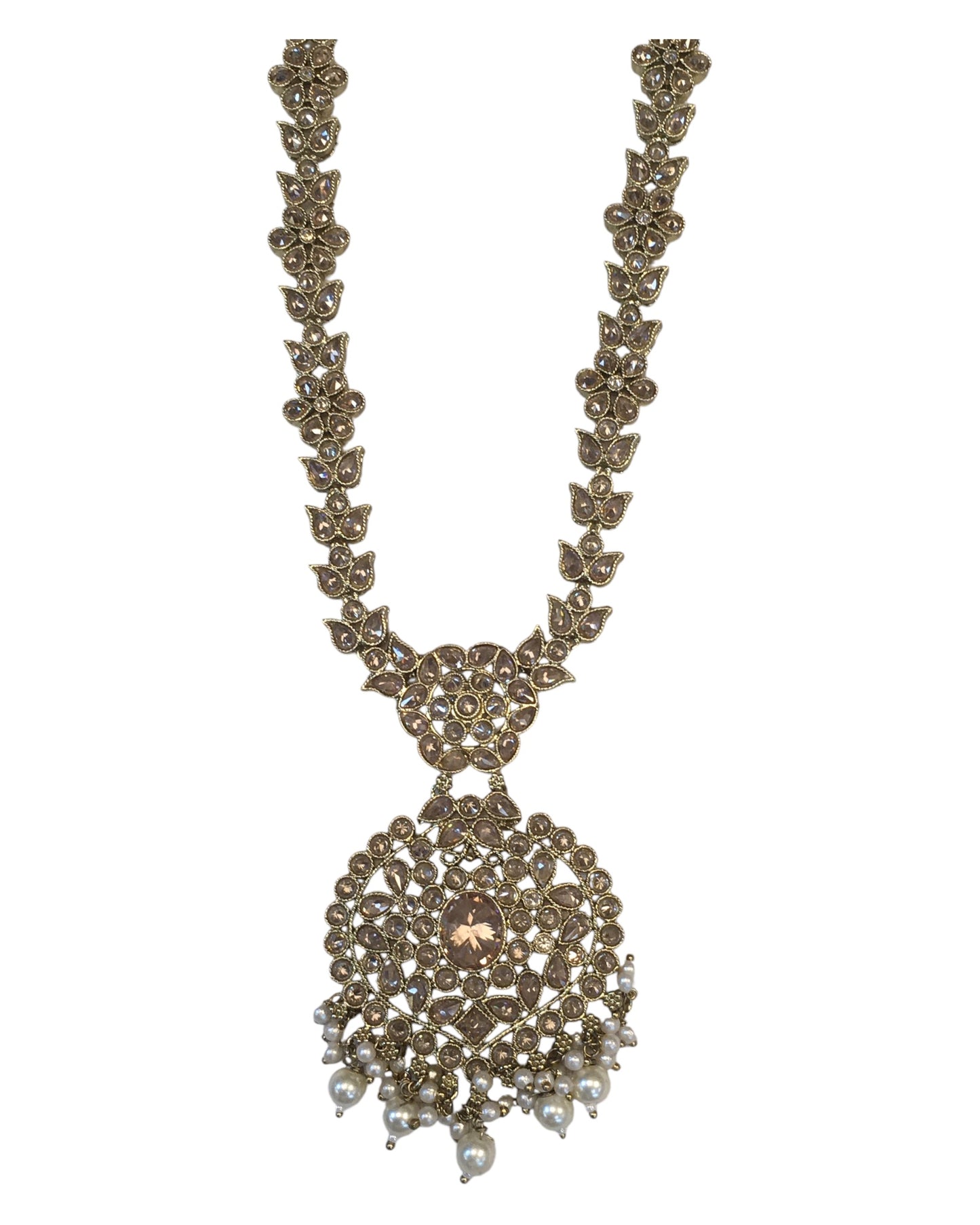 Antique Gold & Pearls - Antique Gold Finish Long Necklace set - Bollywood - Weddings - KAJ1047 11KA24