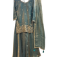 UK 10 / 36" - Sea Green - Silky Brocade Ladies Sharara / Palazzo Trousers Suit - Sangeet / Henna / Temple - JF1234 05TC26