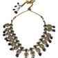 Navy Blue - Large Size Antique Gold Finish Necklace Set with Earrings - AV7787  11KK24