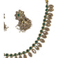Green - Small - Antique Gold Finish Necklace Set with Earrings - AE2402 C 0724