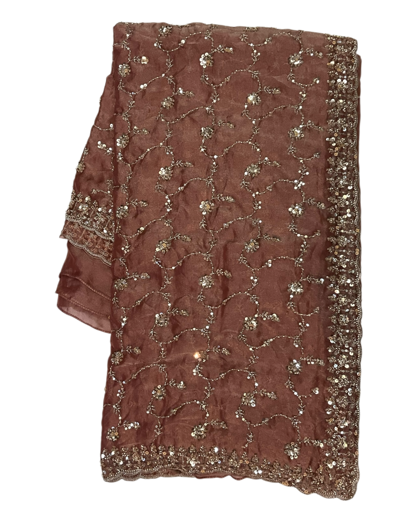 Coral Pink - Rich Bridal Saree with Allover Embroidery and Blouse Piece - UK stock - 24hr Dispatch - RS2519 JT