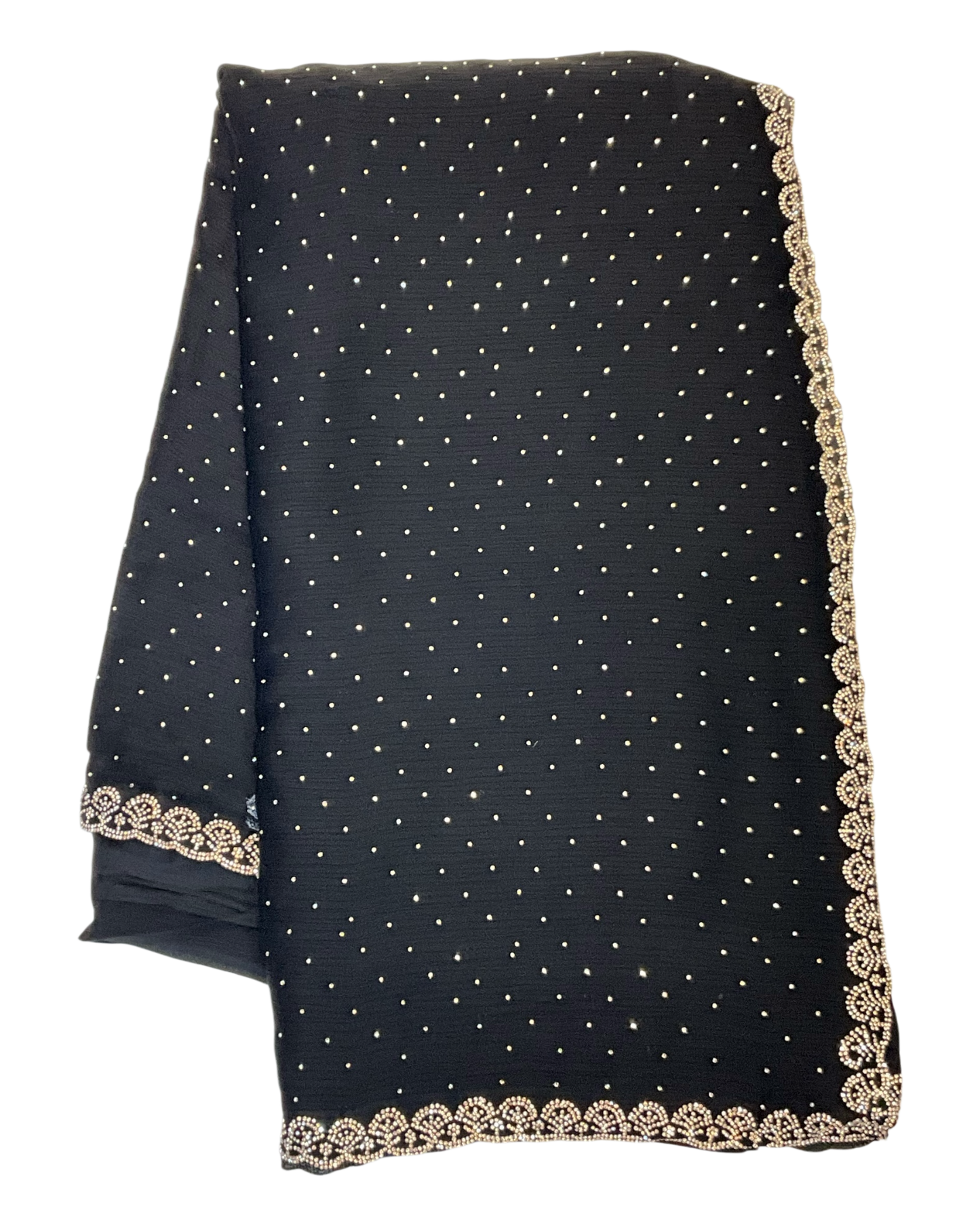 Black - Rich Saree with Stone Work Border and Blouse Piece - UK stock - 24hr Dispatch - RS2509 VA