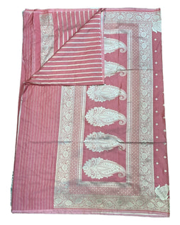 Pink - Classic Banarasi Soft Silky Saree with Blouse Piece - UK stock - 24hr Dispatch - UST2501 VT