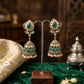 Green - Royal Teardrop Kundan & Pearl Jhumka Earrings - 6JE06 10Pp26