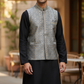 Silver / Light Grey - Mirror Work All Over Embroidered - Mens Indian Waistcoat - UK Stock - 24 hr Dispatch - KCS4782 03KP26