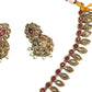 Maroon - Small Size Antique Gold Finish Necklace Set with Earrings - SV2404  C 0424
