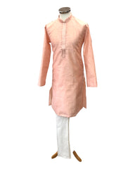 Peach - Silky Self Brocade Mens Kurta Set - Wedding Sangeet Mehendi Haldi - SHU2310 KT 0923