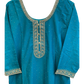 UK 14 / 40" - Turquoise Blue - Silky Ladies Trousers Suit - Sangeet / Henna / Temple - KCS19068 VT