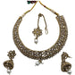 Clear - Medium - Antique Gold Finish Necklace Set with Earrings - DAJ474 H 0724
