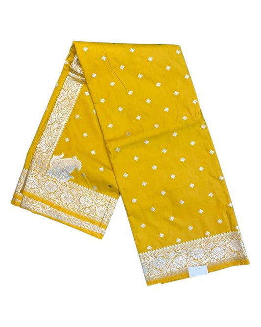 Haldi Yellow - Classic Banarasi Soft Silky Saree with Blouse Piece - UK stock - 24hr Dispatch - UST2501 VT