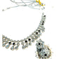 Black - Medium Size Silver Finish Necklace Set with Earrings - SJ06 08H25