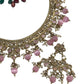 Pink - Medium Size Antique Gold Finish Necklace Set with Earrings - HR1008  KK 0424