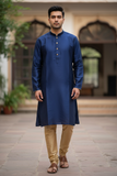 Royal Blue - Silky Mens Indian Kurta set - UK Stock - Ideal to Pair with a Waistcoat - VEE1095 KJ