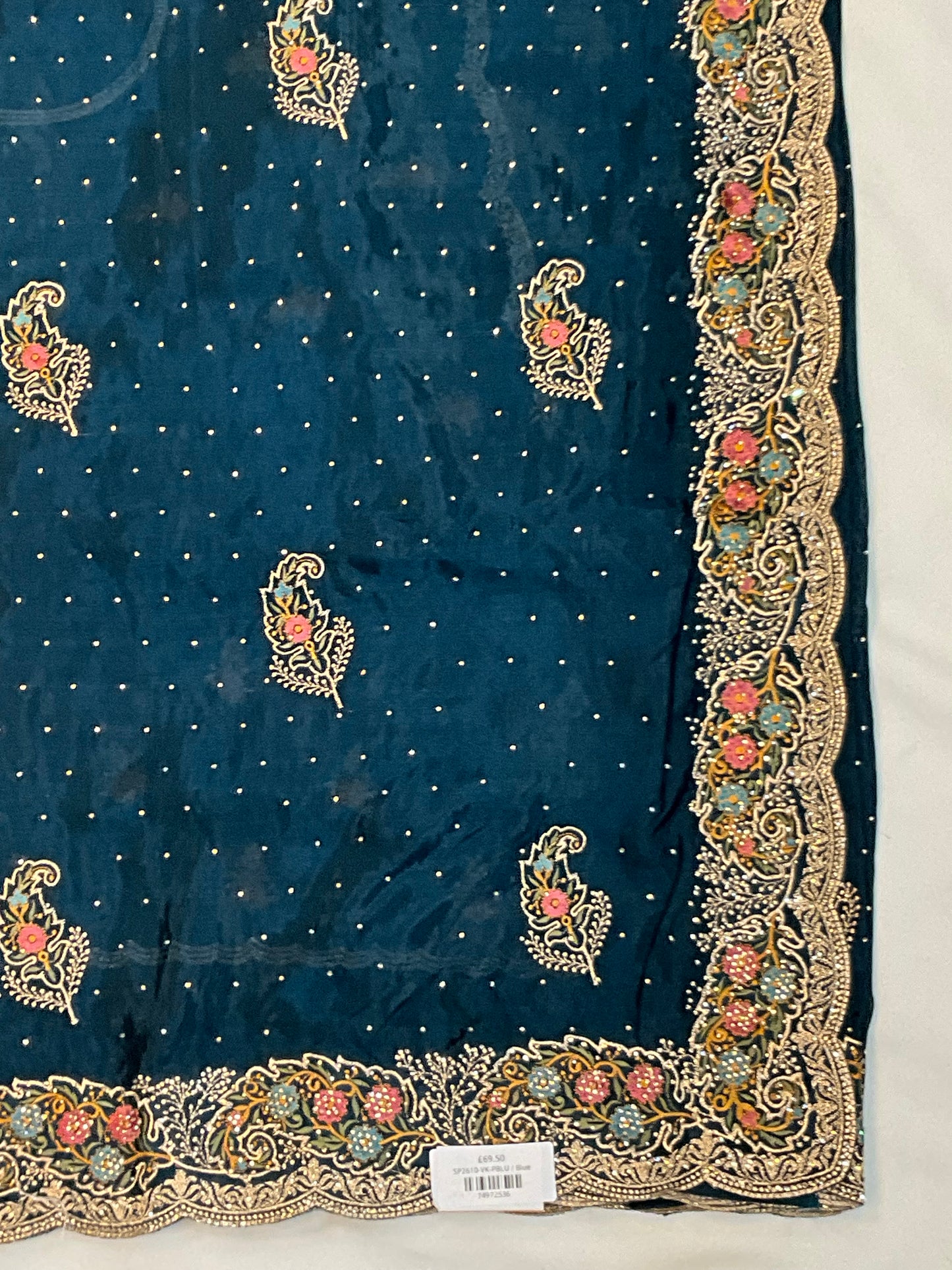 Dark Petrol Blue - Fancy Party Saree with Blouse Piece - UK stock - 24hr Dispatch - SP2610 VK