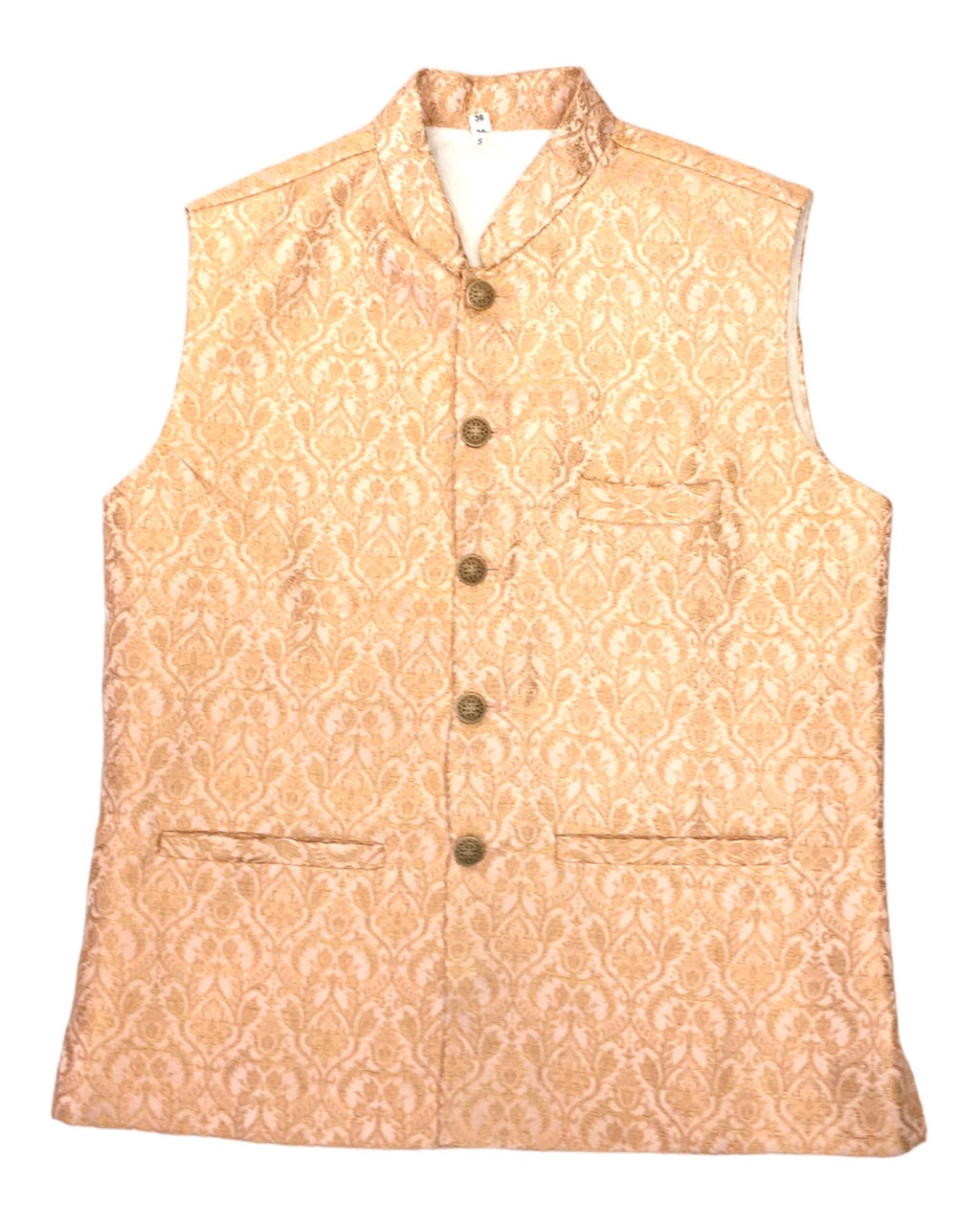Peach - Banarasi Handloom Brocade Mens Waistcoat - KCS2304 KK 0923