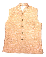 Peach - Banarasi Handloom Brocade Mens Waistcoat - KCS2304 KK 0923