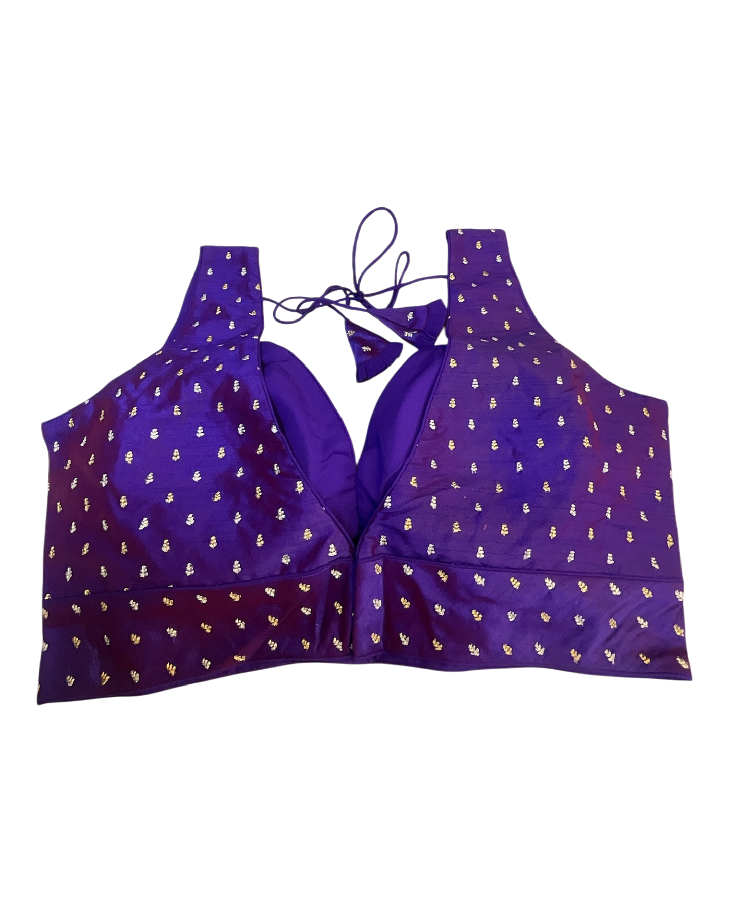 40" / UK 14 - Purple - Silky Designer Saree blouse with cups,  Sleeveless - UK Stock - Quick Delivery - RNK - R717 KV