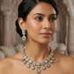 Light Green - Medium Size Antique Gold Finish Choki Necklace Set with Earrings - Bollywood - AVON-KU1320  08KA25