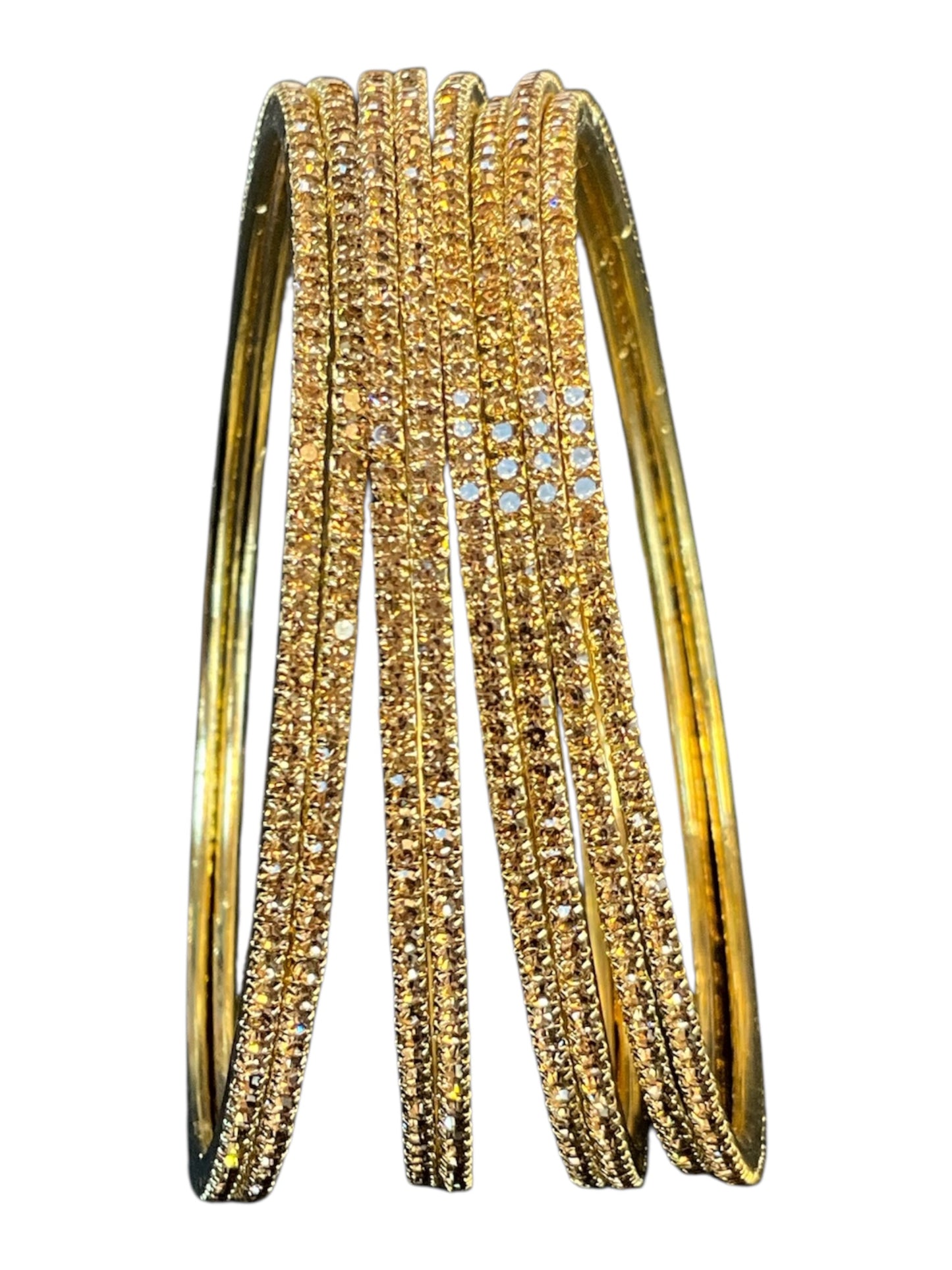 Antique / Dark Gold Stones - Set of 8 Diamante Stone Bangles -  M to XXL - HAN2602 07Ka26