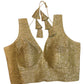 Bright Gold - Crushed Brocade Tissue Saree / Lehenga Blouse - With Cups - Margin to loosen - UK Stock - AF2502 C 1224