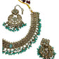 Light Turquoise Blue - Large Size Antique Gold Finish Necklace Set with Earrings & Tika (Head Piece) - UK Stock - GGA17 08KK25