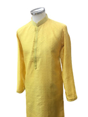 Haldi Yellow Handloom Banarasi Mens Kurta Set - UK Stock - 24h Dispatch - HONDA69 KC 0324