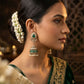 Green - Royal Teardrop Kundan & Pearl Jhumka Earrings - 6JE06 10Pp26