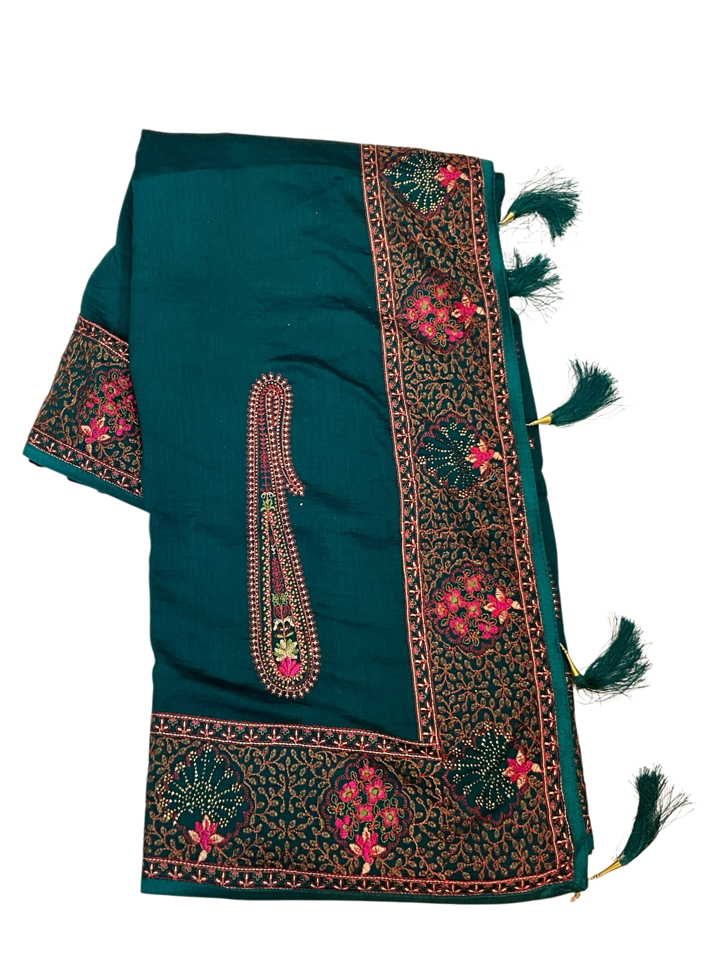 Teal - Classic Saree with Thread Work and Blouse Piece - UK stock - 24hr Dispatch - RS2505 VY