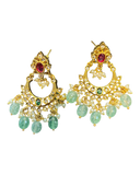 Multi Coloured - Large - Antique Gold Finish Traditional Earrings - Bollywood - Weddings - AE2607 J