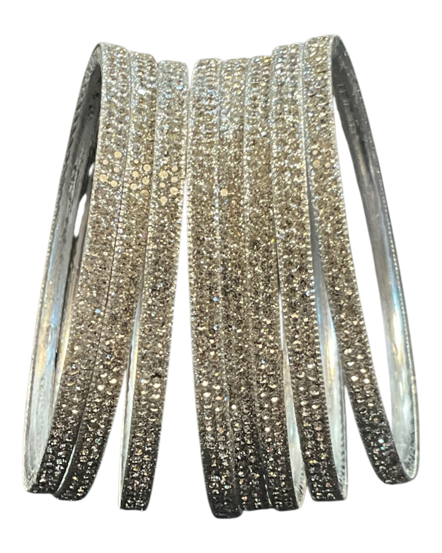 Silver Finish - Set of 8 Stone Bangles -  M to XXL - HAN2601 07Ka26