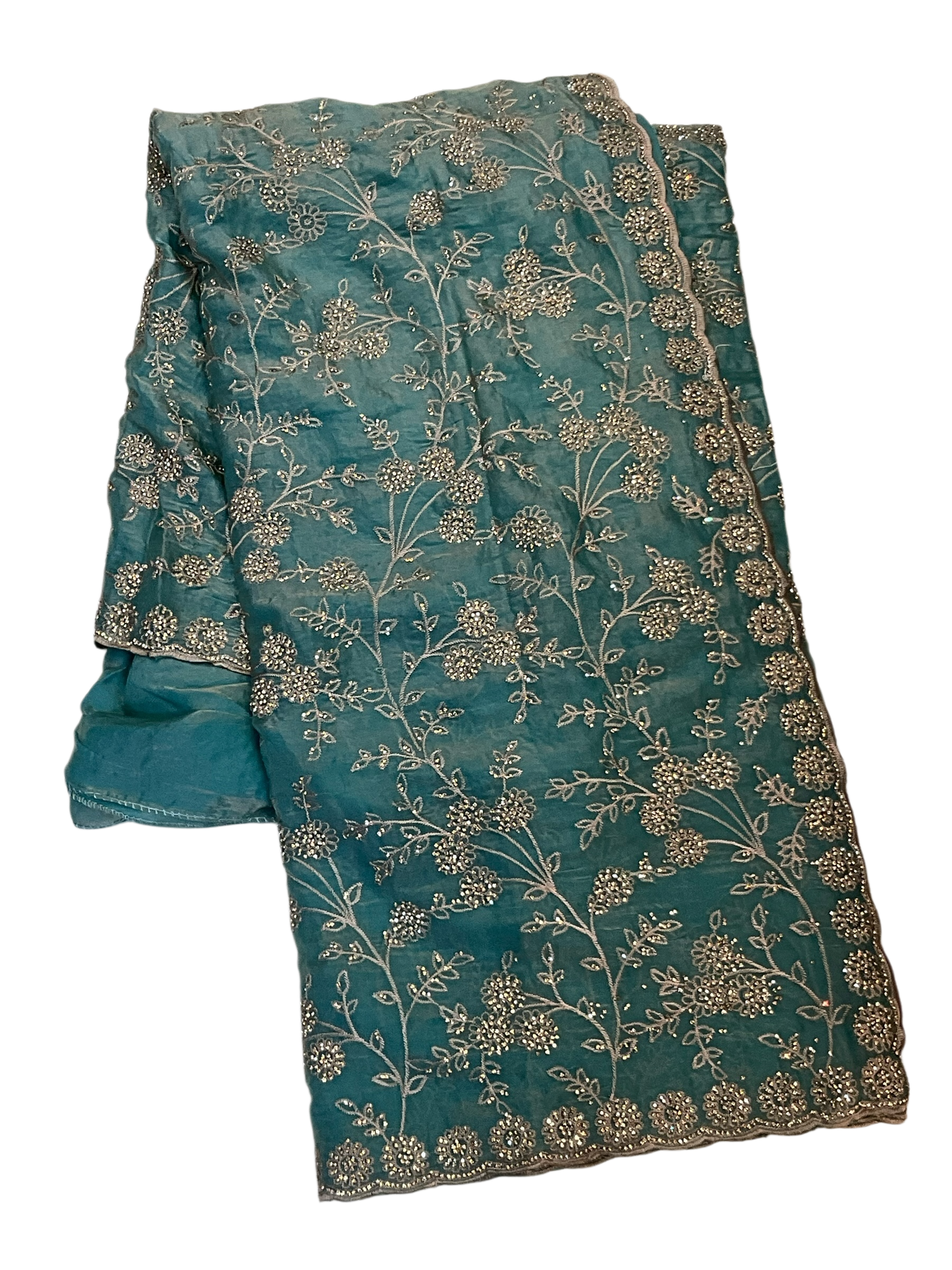 Light Blue - Rich Saree with Allover Embroidery and Blouse Piece - UK stock - 24hr Dispatch - RS2507 PR