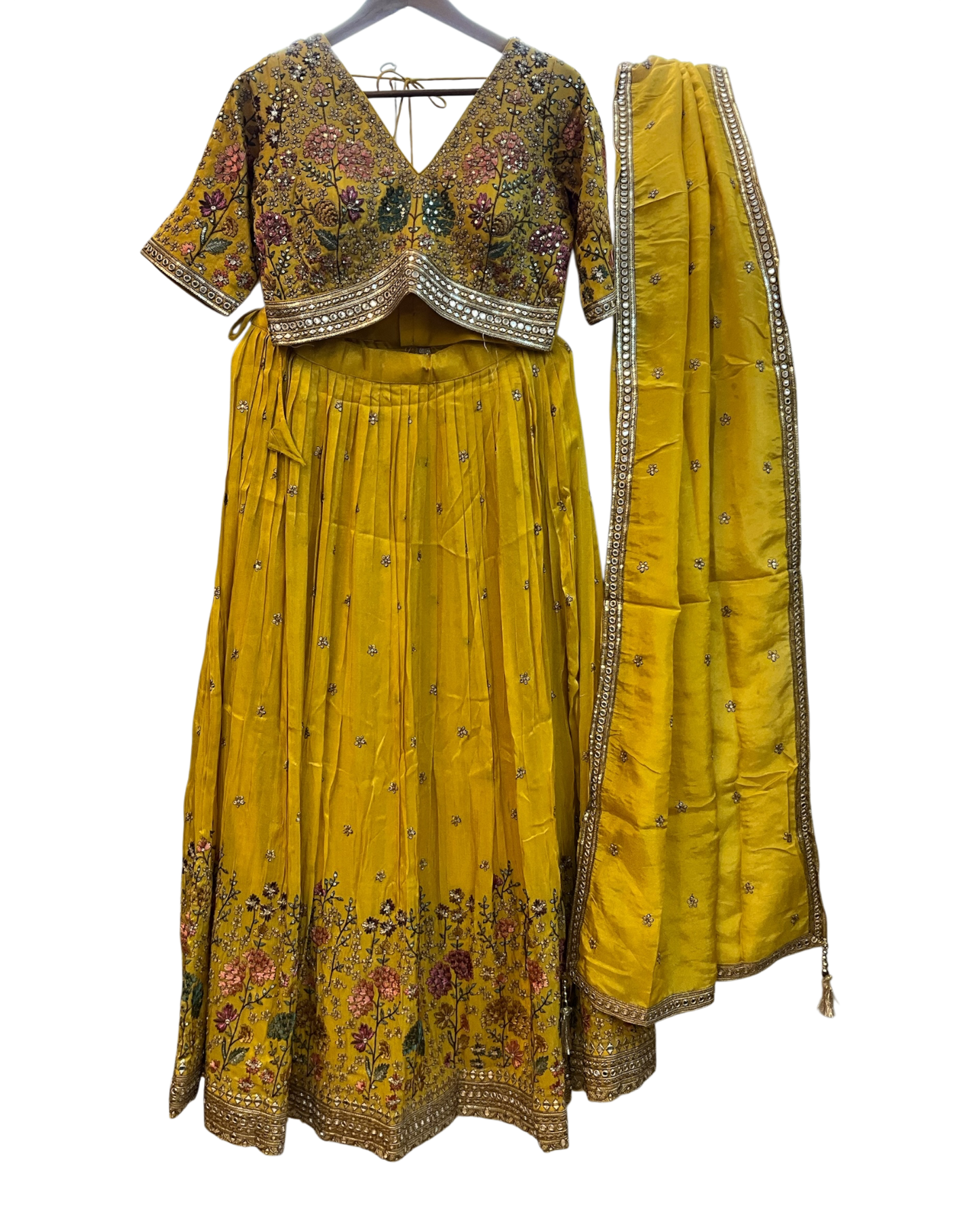 Size UK 12 (38") Haldi Yellow - Lehenga Set - Mehndi / Sangeet / Bridesmaids / Weddings / Garba  - UK Stock - 24h Dispatch - OC42224  05PH26