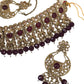 Maroon - Large Size Antique Gold Finish Necklace Set with Earrings - VC1553  KV 0424