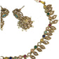 Multi Coloured - Small Size Antique Gold Finish Necklace Set with Earrings - SV2404  C 0424