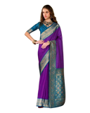 Purple - Traditional Silky Handloom Banarasi Saree with Blouse Piece -  12KH25 RP390