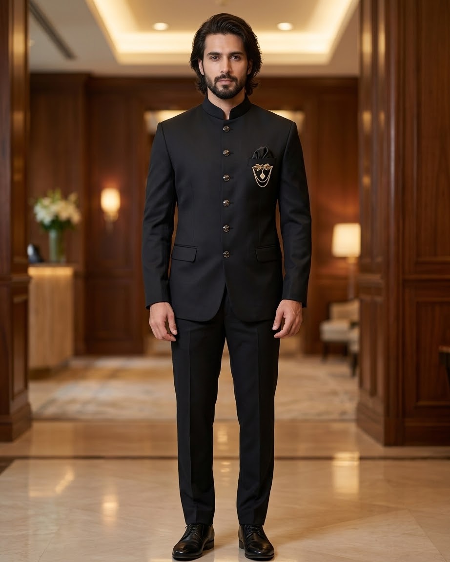 Black - PREMIUM Slim Fit Mens Nehru / BandhGala / Prince / Chinese Collar Jacket - Fantastic Fit - CS2701 VP