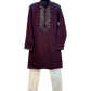 Wine - Rich MirrorWork Mens Indian Kurta set with Trousers - UK Stock - Weddings / Walimas , Sangeet, Diwali, Eid, Mehndi / Henna - VEE355 TY