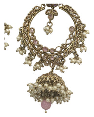 Pink - Large - Antique Finish Traditional Earrings - Bollywood - Weddings - NIR818 C 0724