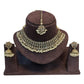 Gold / Neutral / Pearl - Large Size Antique Gold Finish Necklace Set with Earrings & Tika Head piece - PRI1787  KY 0525