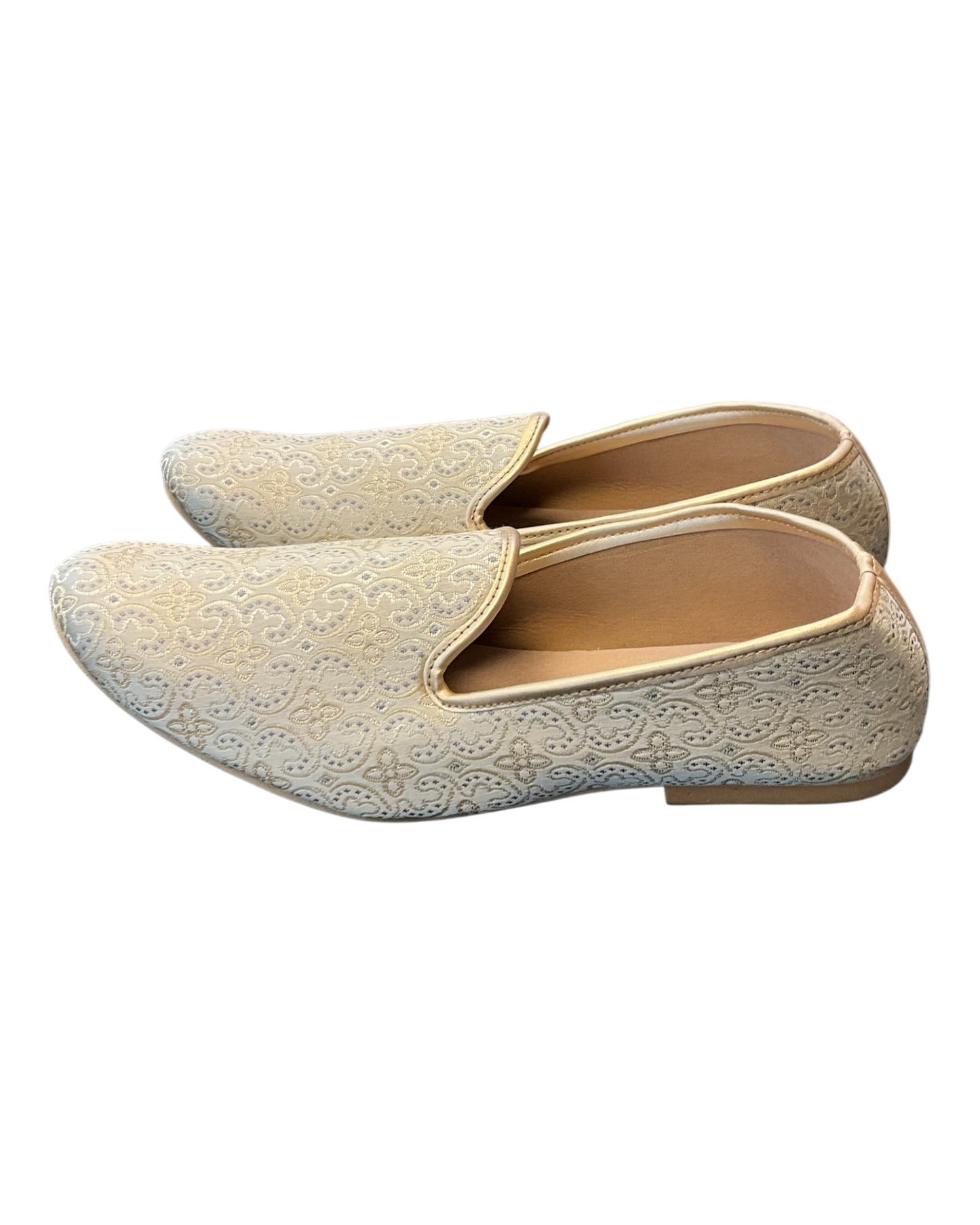 Very Comfortable Gold Brocade Loafer Style Mojri - Indian Mens shoes - Mojari , Khossay -  YD2603