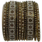 Dark Gold Stone and Pearl - Antique Gold Finish Bangles Set (Set of 10) - UK stock - SM, M, L, XL JAN2648 08T25