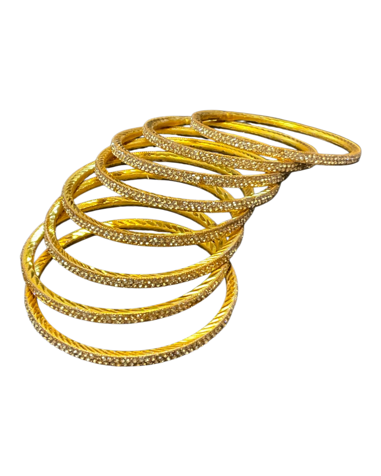 Gold Finish - Set of 8 Stone Bangles -  M to XXL - HAN2601 07Ka26