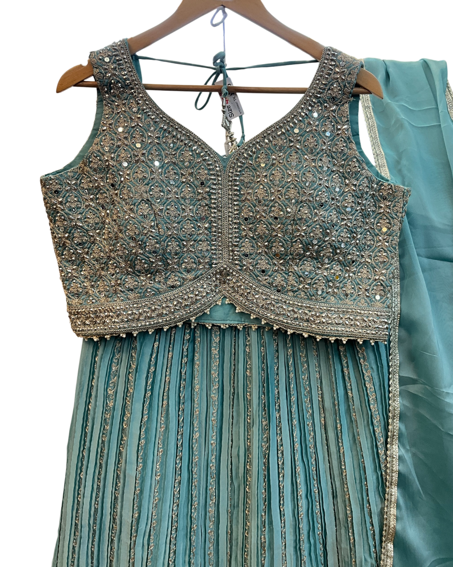 SALE ! Size UK 16 (42") Light Blue Pastel - Lehenga Set - Mehndi / Sangeet / Bridesmaids / Weddings / Garba  - UK Stock - 24h Dispatch - KTC250627  TK26