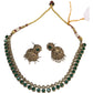 Green - Small - Antique Gold Finish Necklace Set with Earrings - AE2403 C 0724