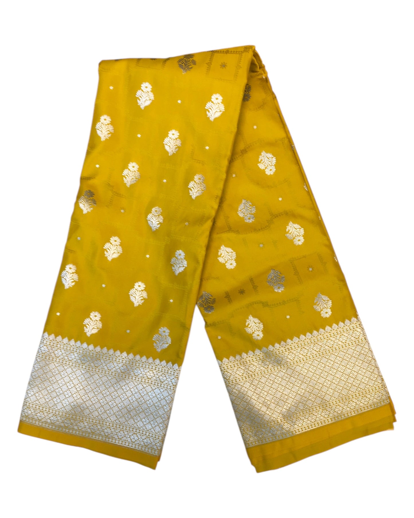 Yellow - Traditional Handloom Banarasi Sari / Saree - with Blouse Piece - SN2405 11TP24