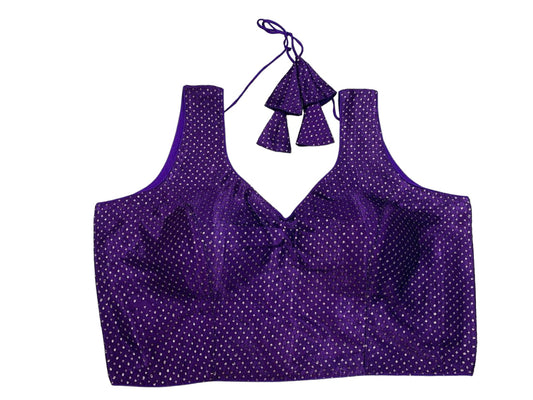 Purple - Gaji Sequins Silky Saree / Lehenga blouse - 38" Bust (UK 12) Can be let out to size 16  - AF2407 KY 0324