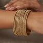 Antique / Dark Gold Stones - Set of 8 Diamante Stone Bangles -  M to XXL - HAN2602 07Ka26